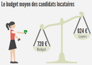 Comparaison entre loyer moyen et budget moyen des locataires en France en 2015