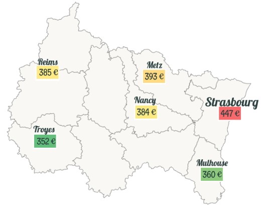 Loyers dans la région Alsace Champagne-Ardenne Lorraine 