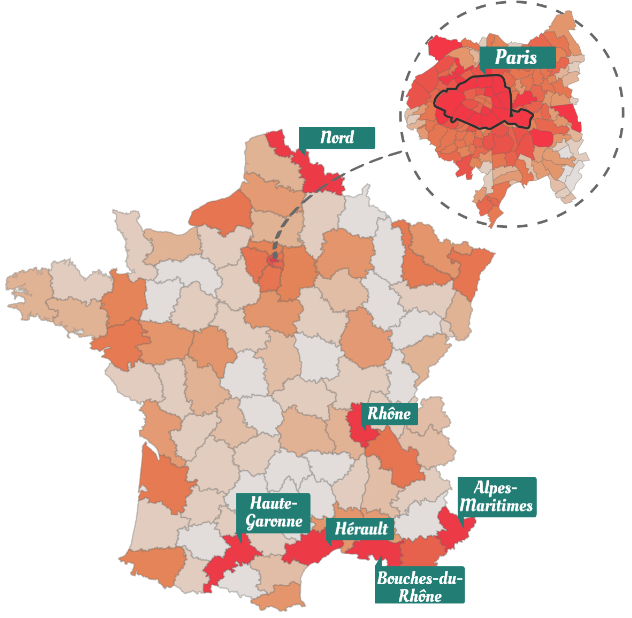 Carte de l'activité locative en France en 2016