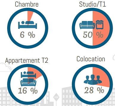 Les types de biens les plus loués par les étudiants à Lyon en 2017