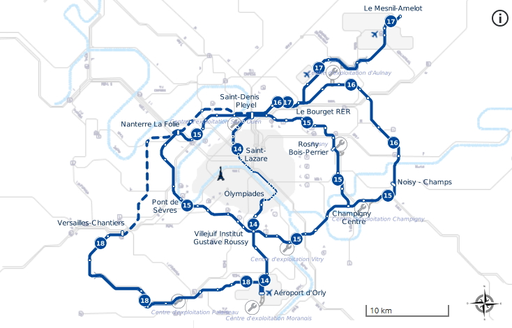 Carte du projet Grand Paris Express dans sa version complète