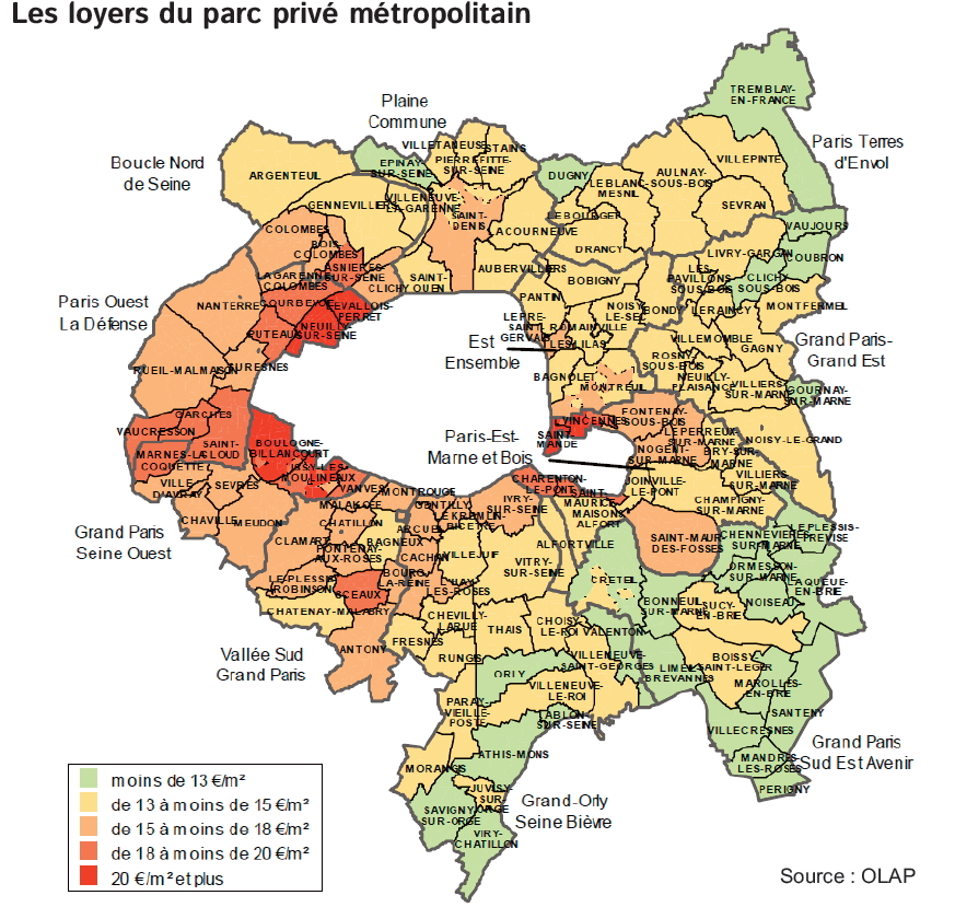 Carte des loyers du Grand Paris