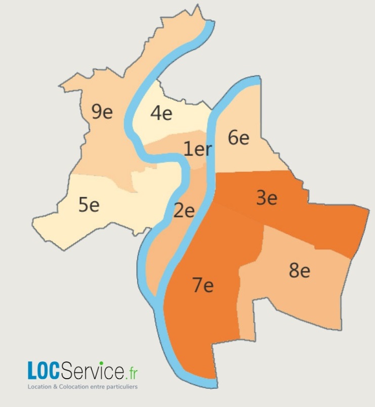 Carte de la demande locative à Lyon en 2018.